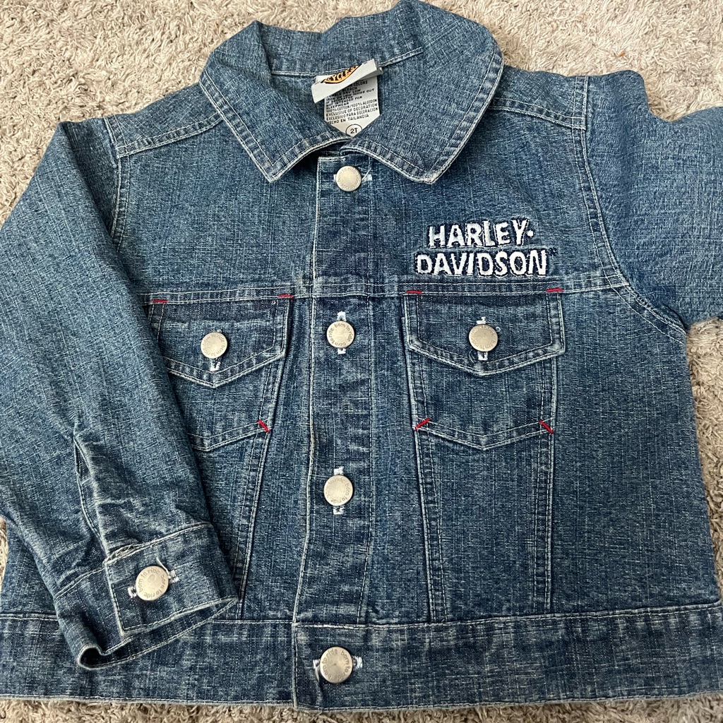 Harley Davidson Brand Stitched Logo Toddler Denim Jean Jacket Size 2t